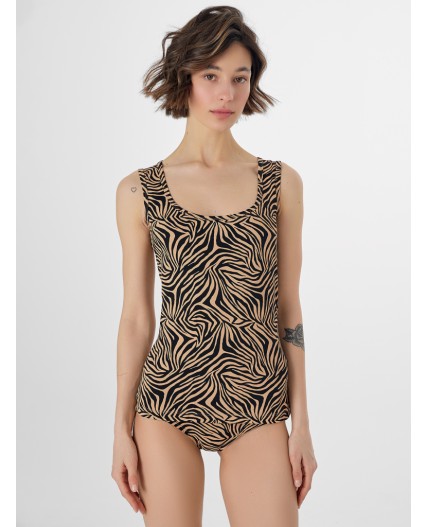 Топ анималистичный принт на бежевом