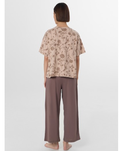 Комплект цветы на холодном бежевом +коричневый