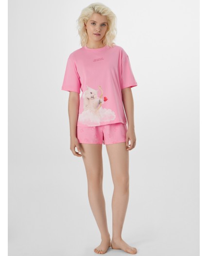 Пижама розовый +котики на розовом