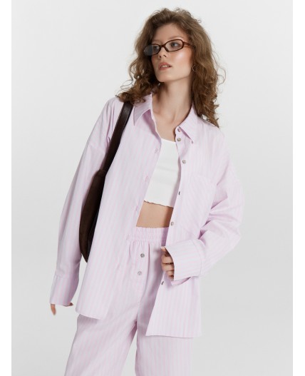 Блузка розово -голубая полоска