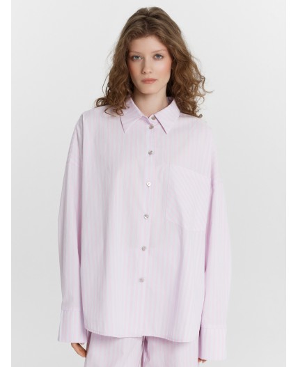 Блузка розово -голубая полоска