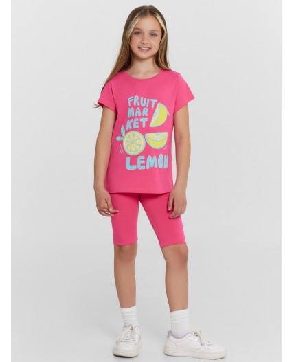 Футболка маджента +лимоны на желтом