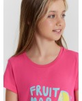 Футболка маджента +лимоны на желтом
