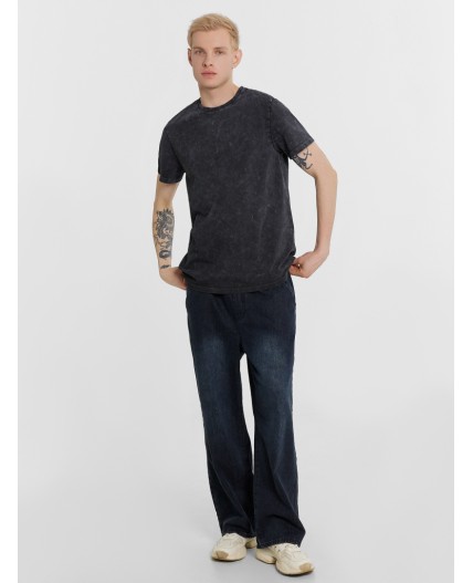 Футболка серый acid wash +печать1