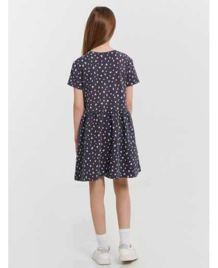 Платье разноцветные сердечки на графите