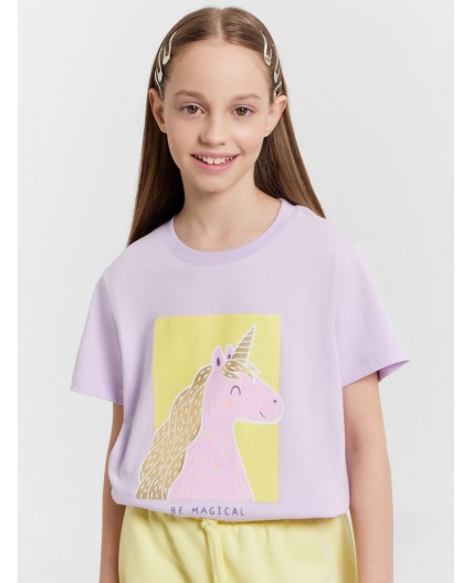 Футболка сирень+печать