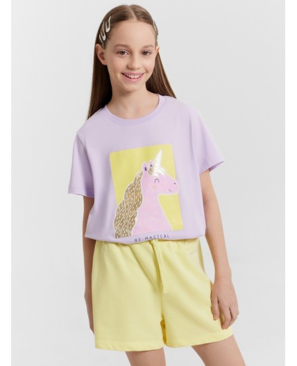 Футболка сирень+печать