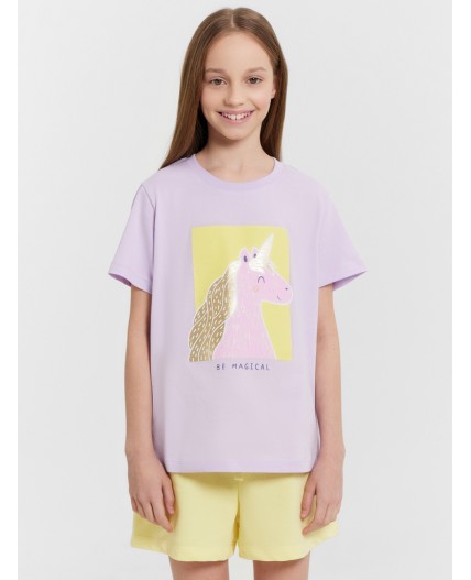 Футболка сирень+печать