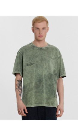 Футболка ACID WASH серый +печать