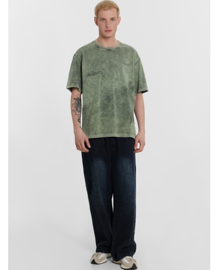 Футболка ACID WASH серый +печать