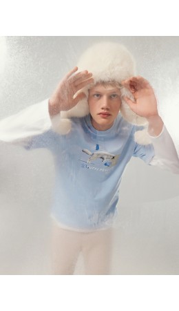 Футболка воздушный голубой +печать