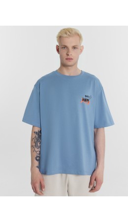 Футболка джинсовый +печаь