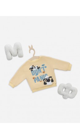 Джемпер абрикосовый щербет +печать