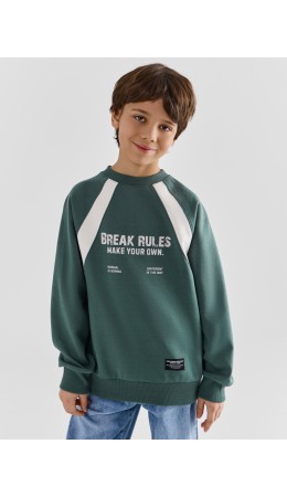 Свитшот темная зелень +печать