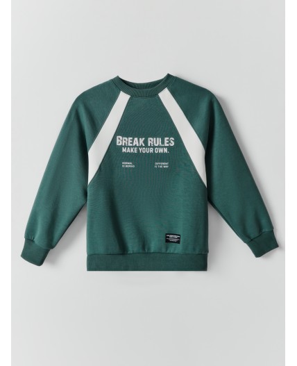 Свитшот темная зелень +печать