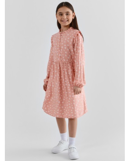 Платье цветочки на розовом