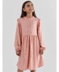 Платье цветочки на розовом