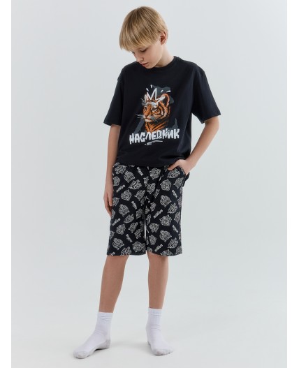 Пижама черный +тигры на черном