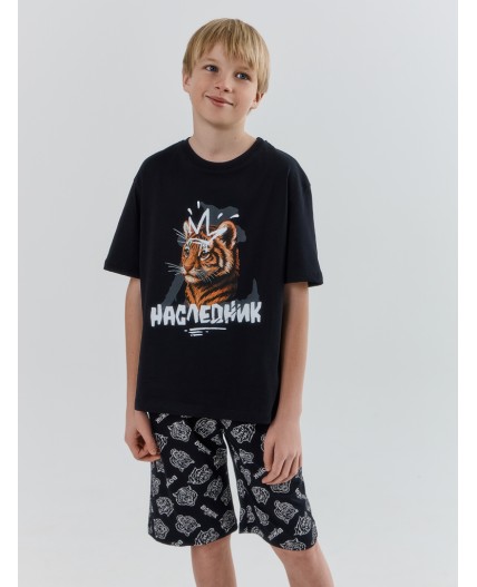 Пижама черный +тигры на черном
