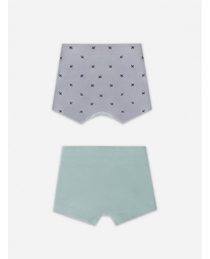 Трусы зеленая пастель +самолеты на сером