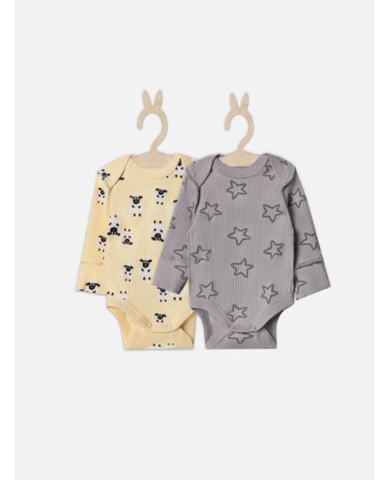 Боди барашки на абрикосовом +звездочки на сером
