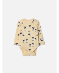 Боди барашки на абрикосовом +звездочки на сером