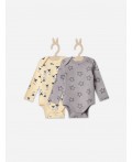 Боди барашки на абрикосовом +звездочки на сером