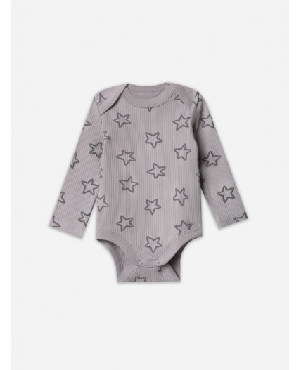 Боди барашки на абрикосовом +звездочки на сером