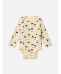 Боди барашки на абрикосовом +звездочки на сером