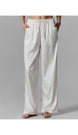 Брюки цветы на св.молочном