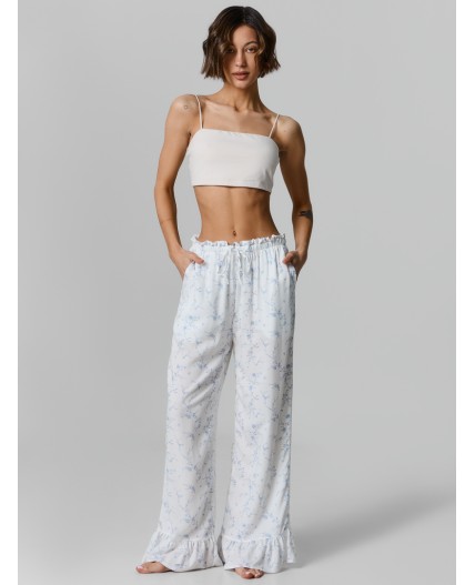 Брюки цветы на св.молочном