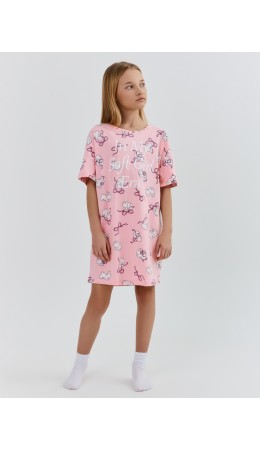 Сорочка зайчики на розовом