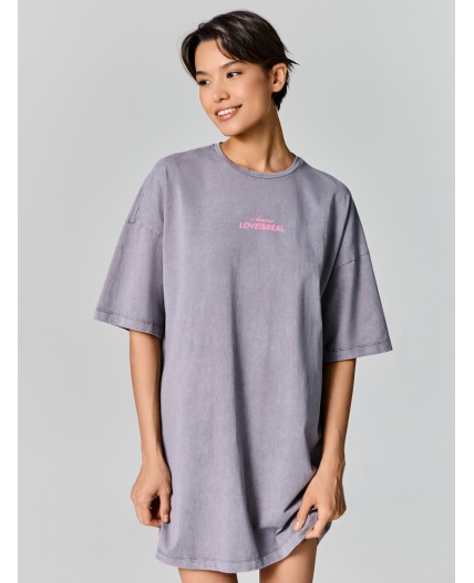 Туника ACID WASH серый +печать