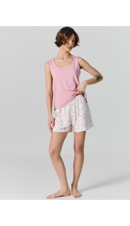 Комплект пыльный розовый +цветочки на розовом