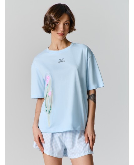 Пижама голубое небо +голубая клетка