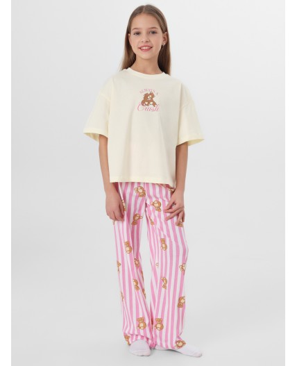 Комплект бежевый +медведи на полоске