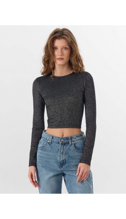 Джемпер черный с люрексом серебро