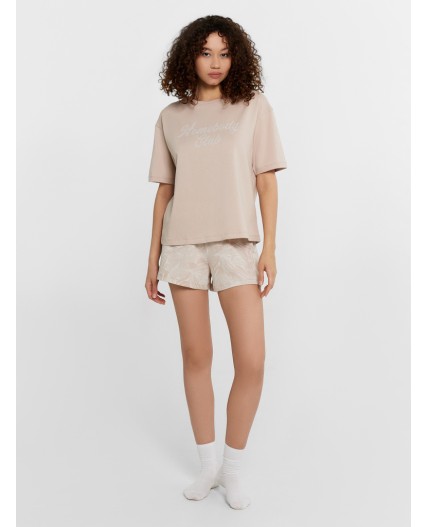 Пижама холодный бежевый +узор на холодном бежевом