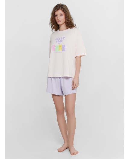 Пижама св.розовый +лиловый вереск +печать