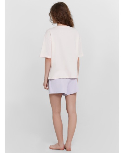 Пижама св.розовый +лиловый вереск +печать