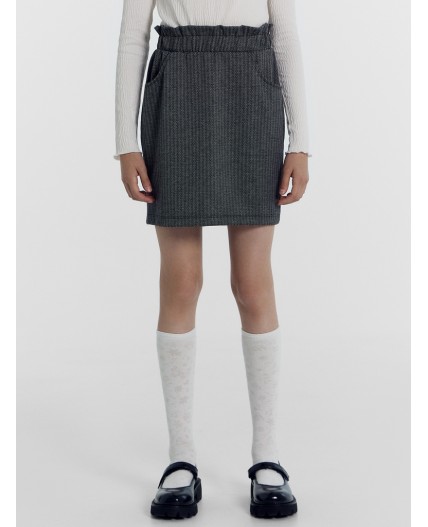 Юбка елочка черно -серая1