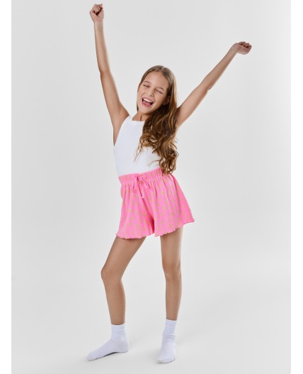 Шорты цветочки на розовом