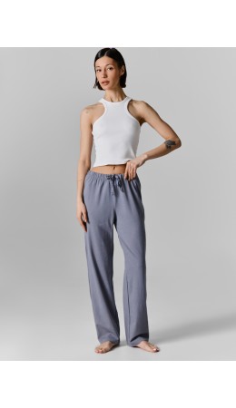 Брюки цветы на сизом