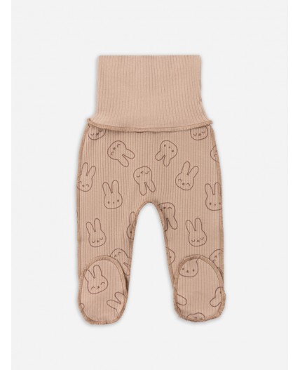 Ползунки розовый +зайки на бежевом
