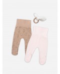 Ползунки розовый +зайки на бежевом