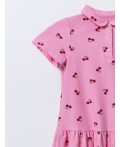Платье вишенки на розовом
