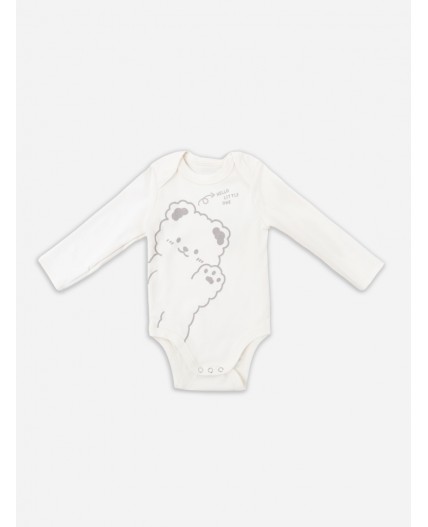 Боди молочный +серо-коричневый +бежевый +печать