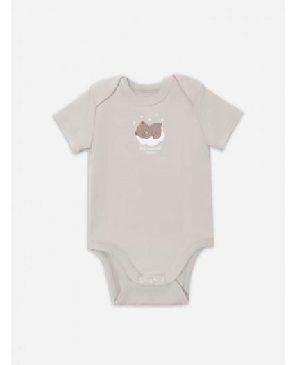 Боди серо-коричневый +бежевый +печать