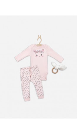 Комплект розовый +цветочки на розовом