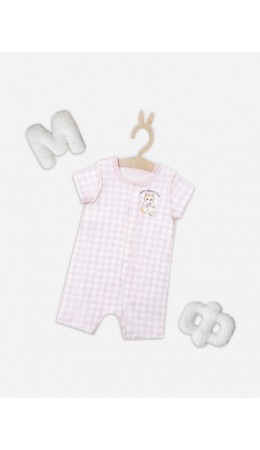Полукомбинезон розовая клетка на белом